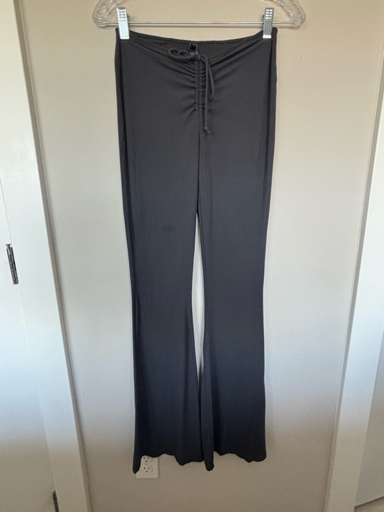 SKIMS Pants - SKIMS Grey Ribbed Wide-Leg Drawstring Lounge Pants
